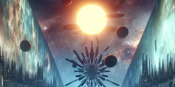 三体文明在黑暗森林中的宇宙场景与未来城市。